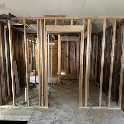 Wall framing rising on a new residential build